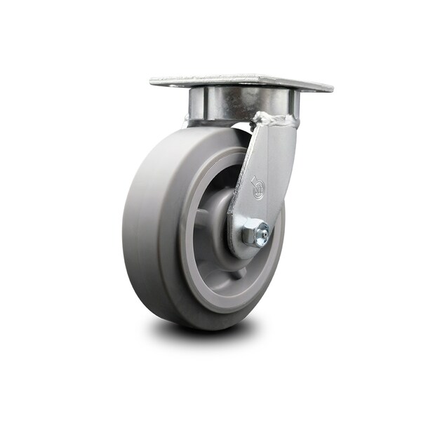 6 Inch Kingpinless Thermoplastic Rubber Wheel Swivel Top Plate Caster SCC